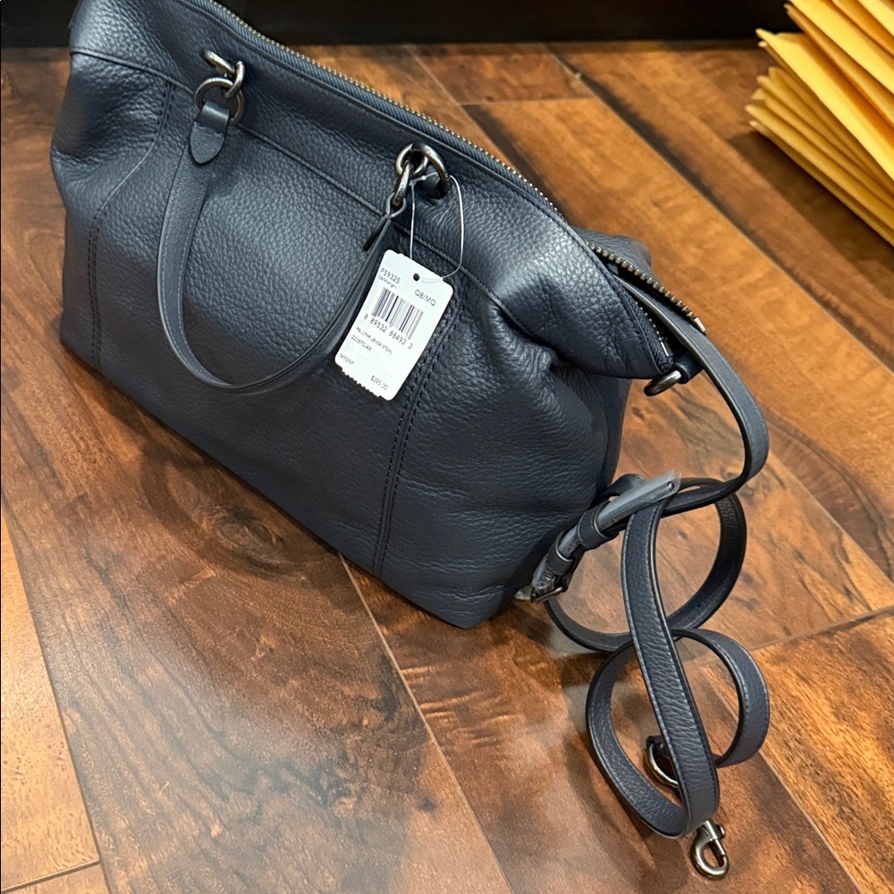 NWT Coach F59325 Navy Pebbled Leather Satchel - Top Handle Shoulder Bag classic - Picture 7 of 7